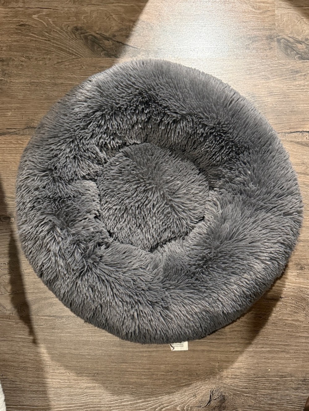 Plush Round Pet Bed - Gray